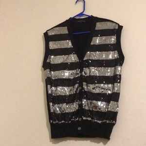 Striped Sequins Vest